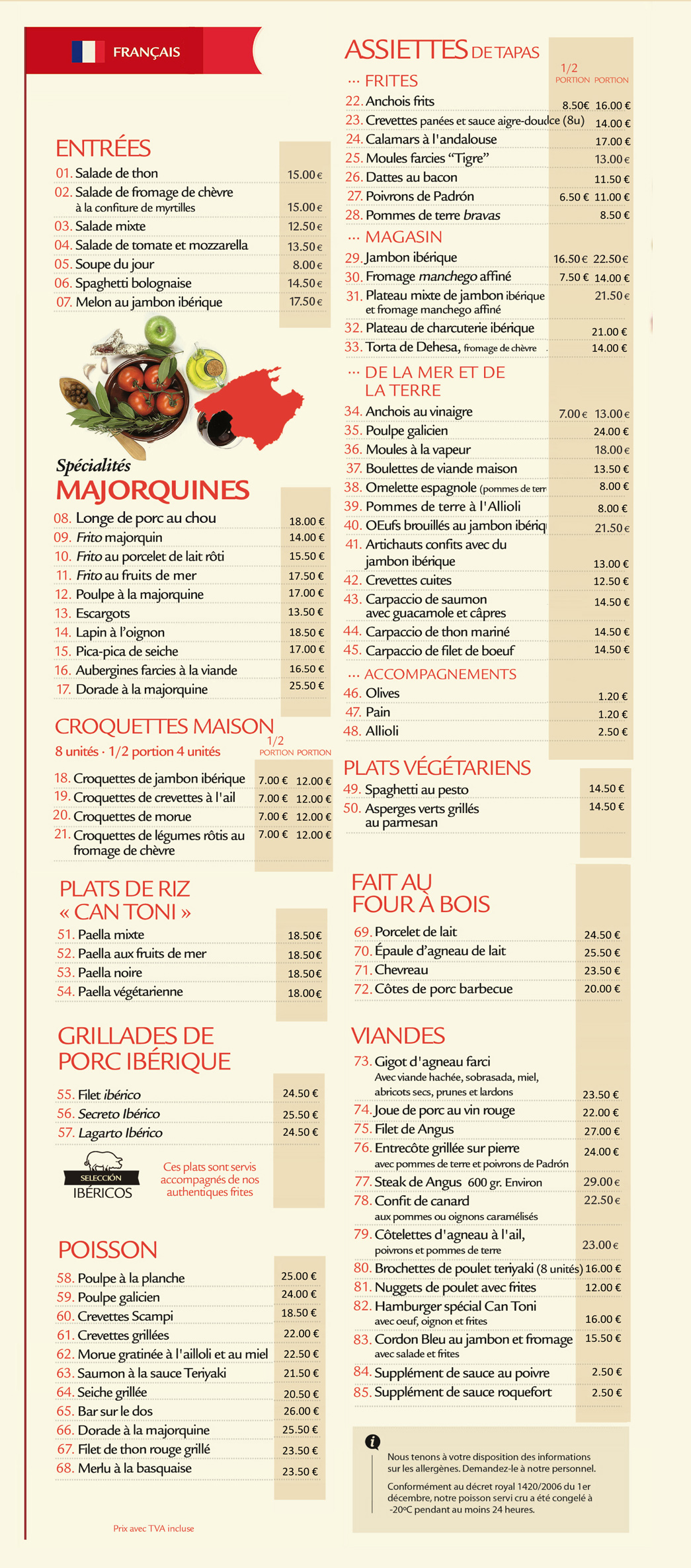 Carta 2025 · Café Ca'n Toni Restaurant · Palma de Mallorca