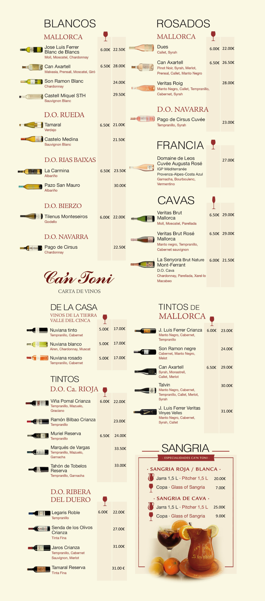 Carta 2026 · Café Ca'n Toni Restaurant · Palma de Mallorca